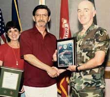 Evie Jo Knapp, Chuck Knapp and Kwajalein Army Commander David Spaulding