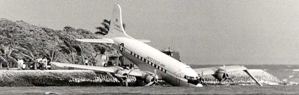 C-54 crashed at the North end of the Roi-Namur runway