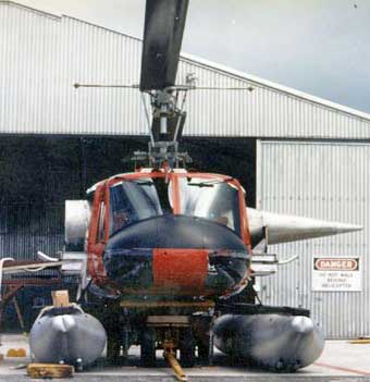 Bringing out chopper from hanger - Kwajalein