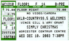 Vince Gill Christmas Performance Ticket